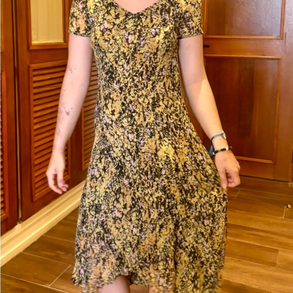 Kay Unger Neiman Marcus Silk Dress Size 2 Floral Midi